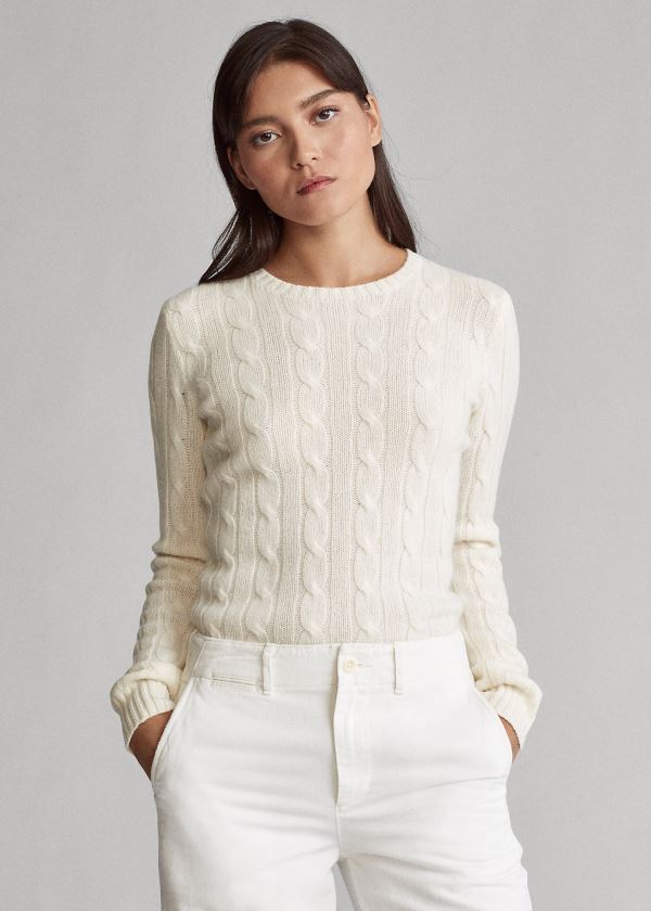 Sueter Polo Ralph Lauren Mujer Creme - Cable-Knit Cashmere - KBGRQ8092